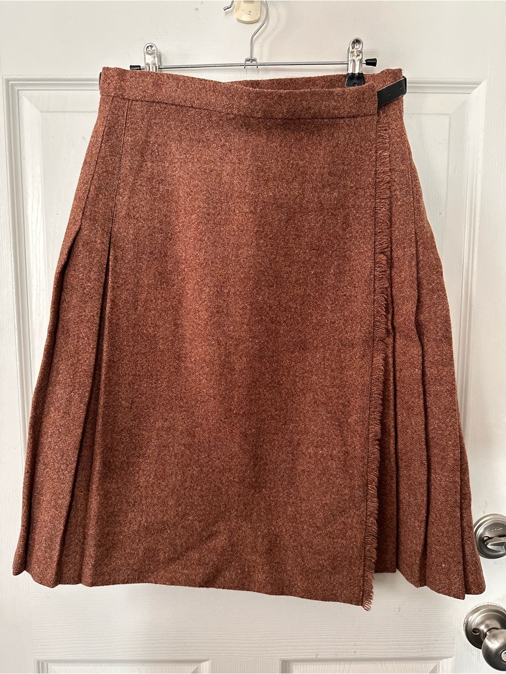 Vintage Scottish Wool Classic Rust Brown Pleated A-Line Skirt